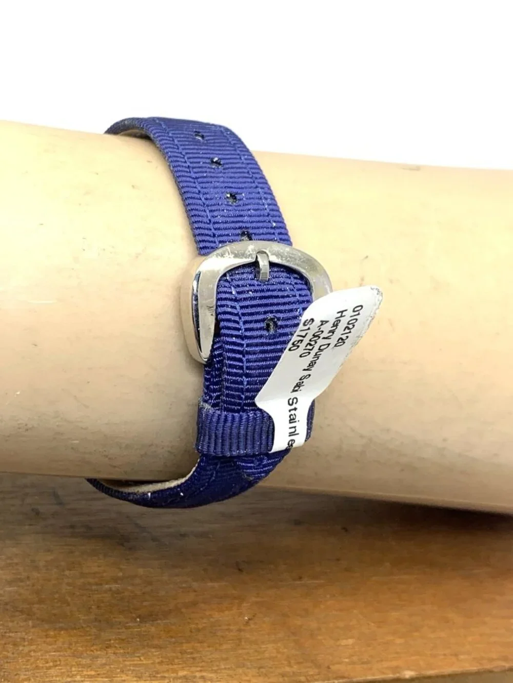 Henry Dunay Sabi Women's Watch Swiss Quartz Tank Blue Dial Leather Nylon Strap